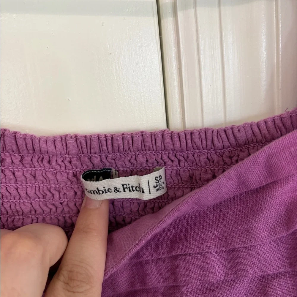 Abercrombie & Fitch Purple Puff Sleeve Smocked Dress - Picture 5 of 5